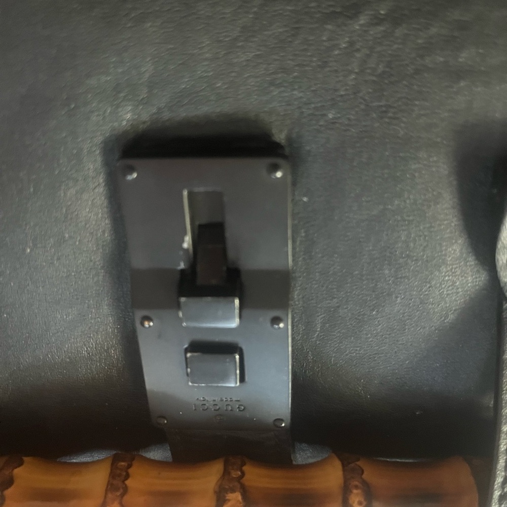 Gucci Black Leather Handbag with Bamboo Accent - Picture 9 of 16